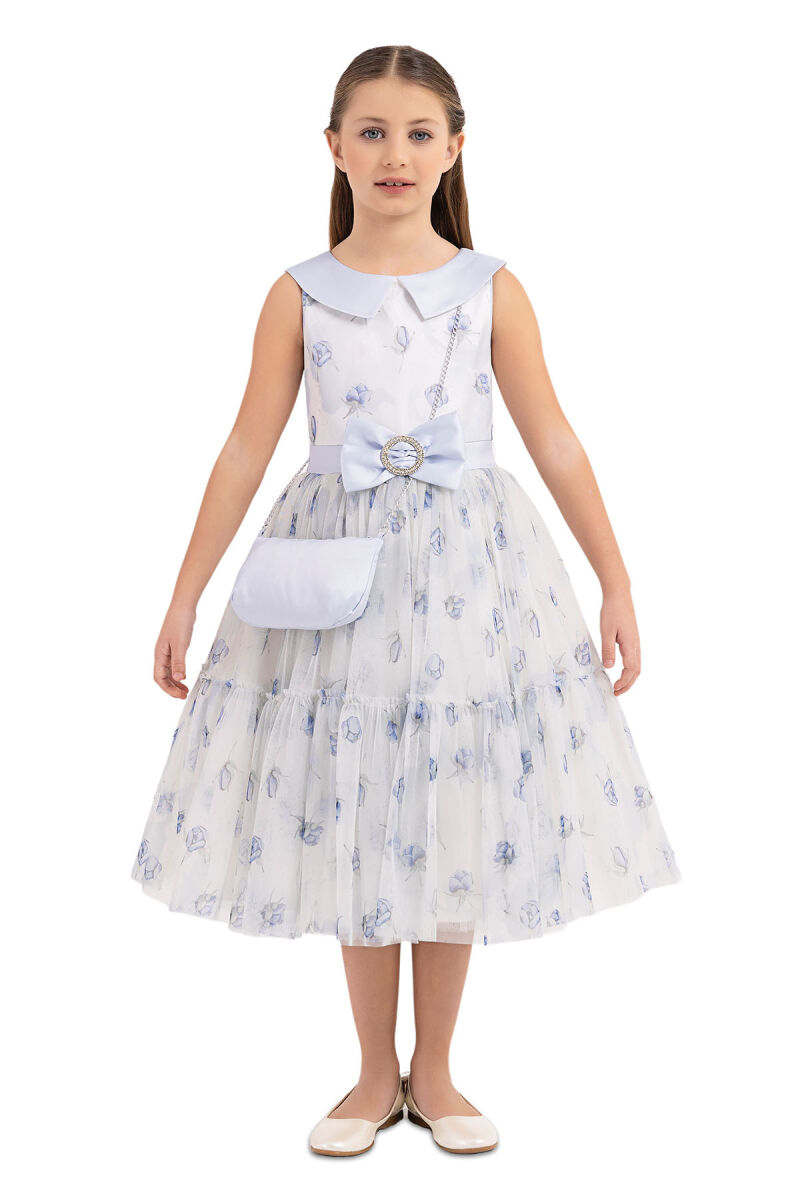Blue Flowery dress for girls 8-12 AGE 33309PR - 1