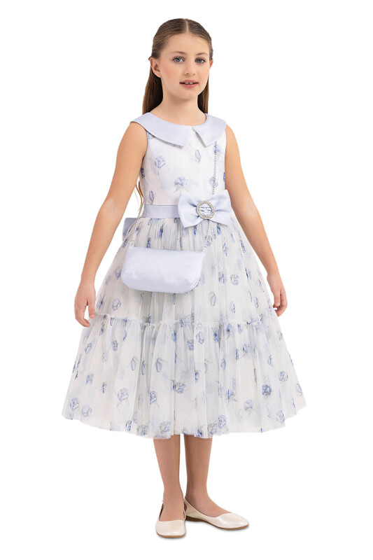 Blue Flowery dress for girls 8-12 AGE 33309PR - 2