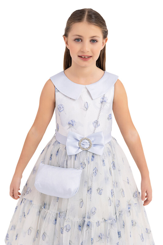 Blue Flowery dress for girls 8-12 AGE 33309PR - 4