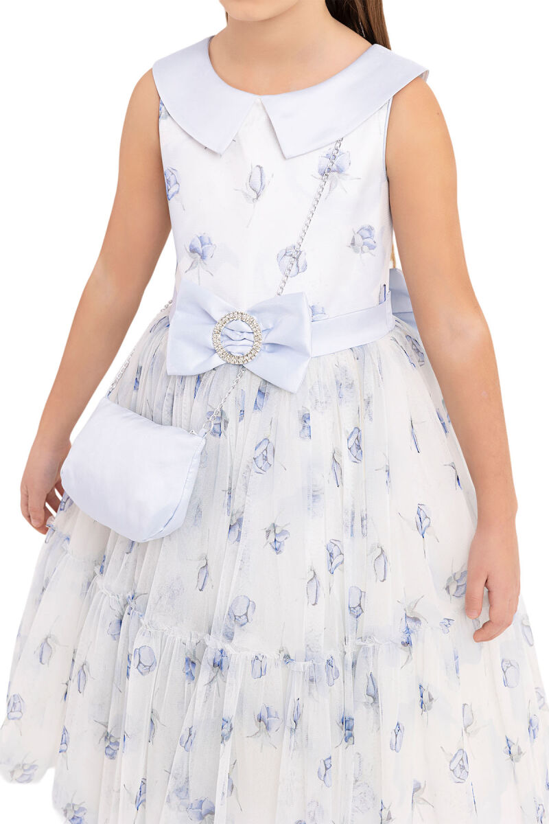 Blue Flowery dress for girls 8-12 AGE 33309PR - 5