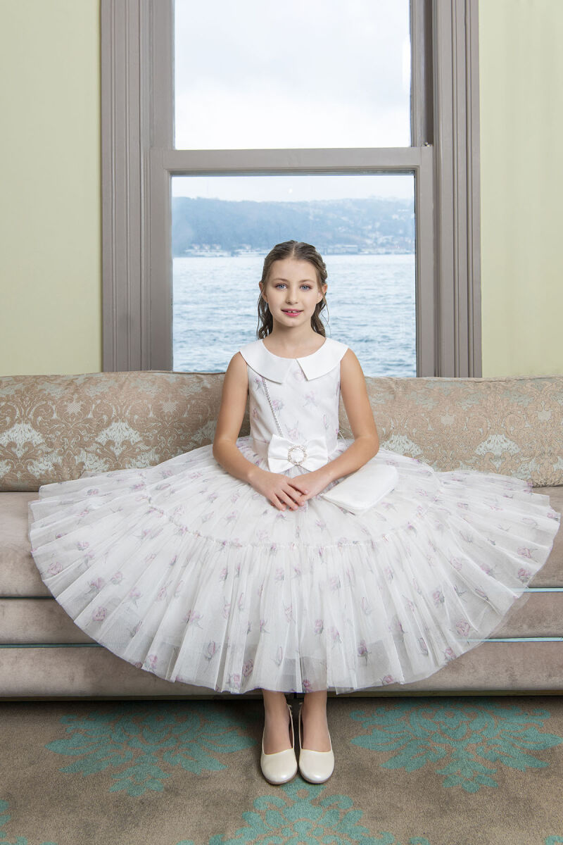 Powder Flowery dress for girls 8-12 AGE 33309PR - 2