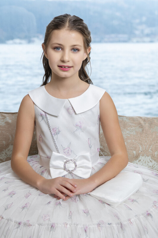 Powder Flowery dress for girls 8-12 AGE 33309PR - 3