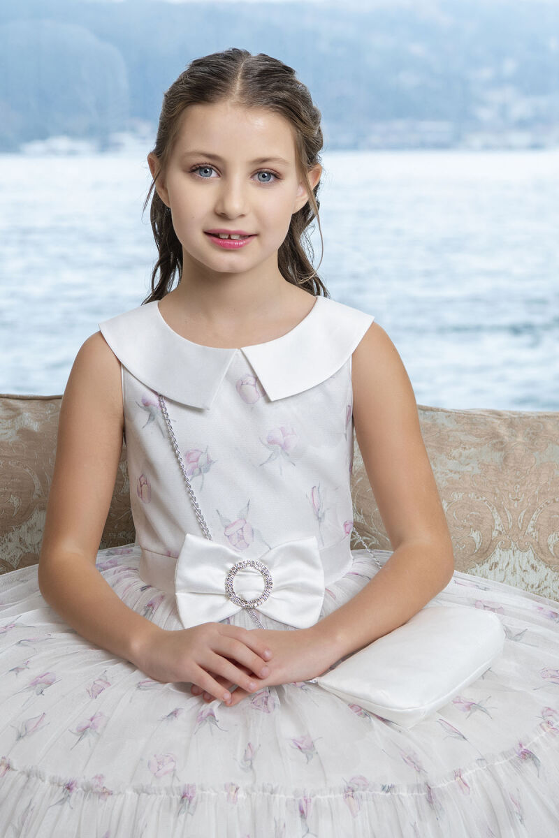 Powder Flowery dress for girls 8-12 AGE 33309PR - 3