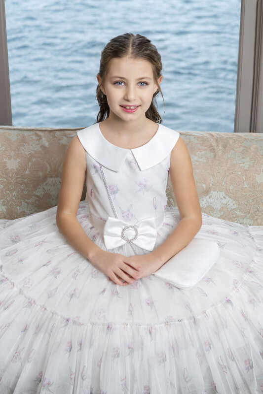 Powder Flowery dress for girls 8-12 AGE 33309PR - 4