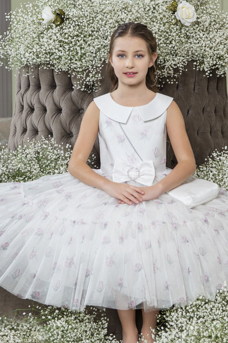 Powder Flowery dress for girls 8-12 AGE 33309PR - 6