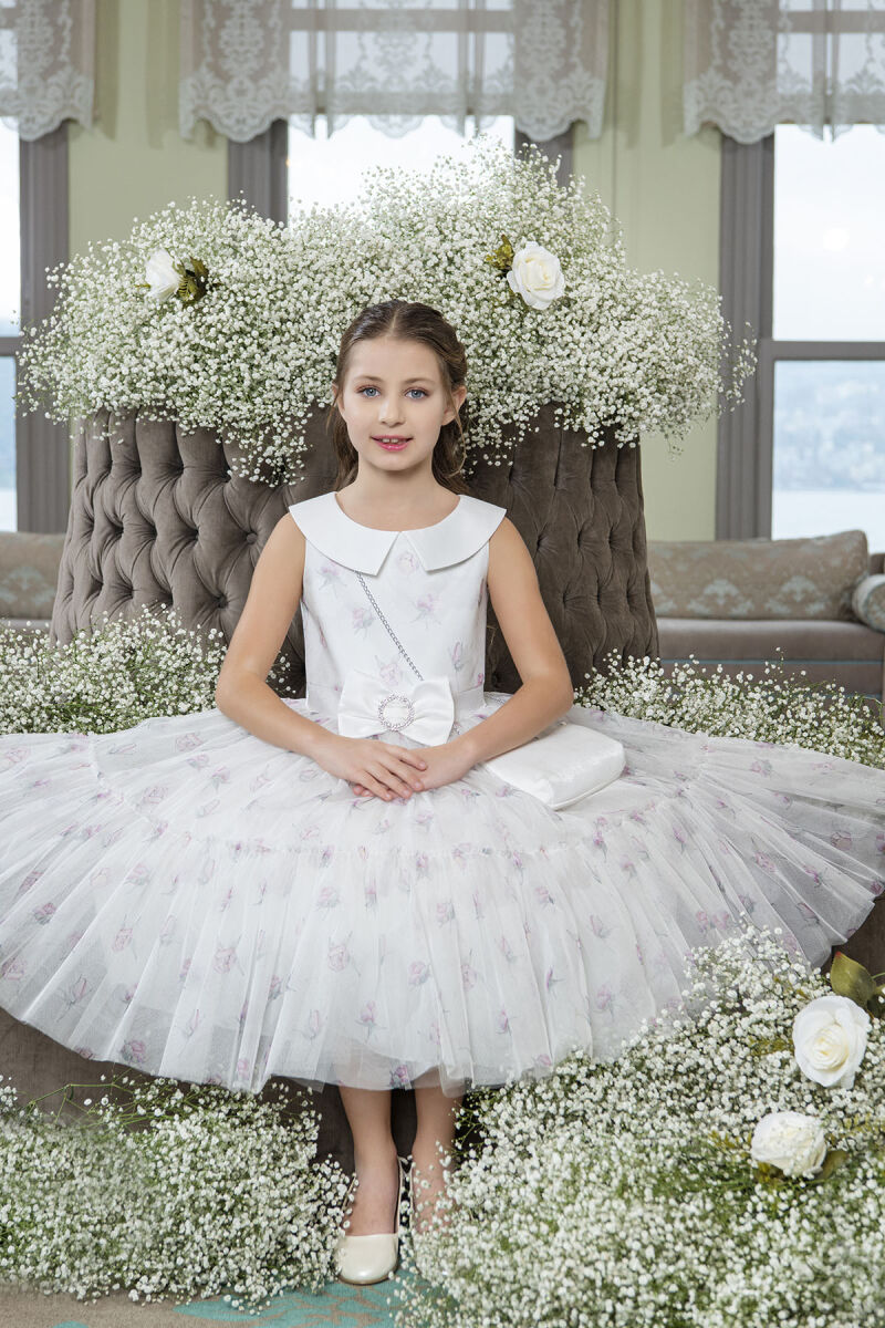 Powder Flowery dress for girls 8-12 AGE 33309PR - 7