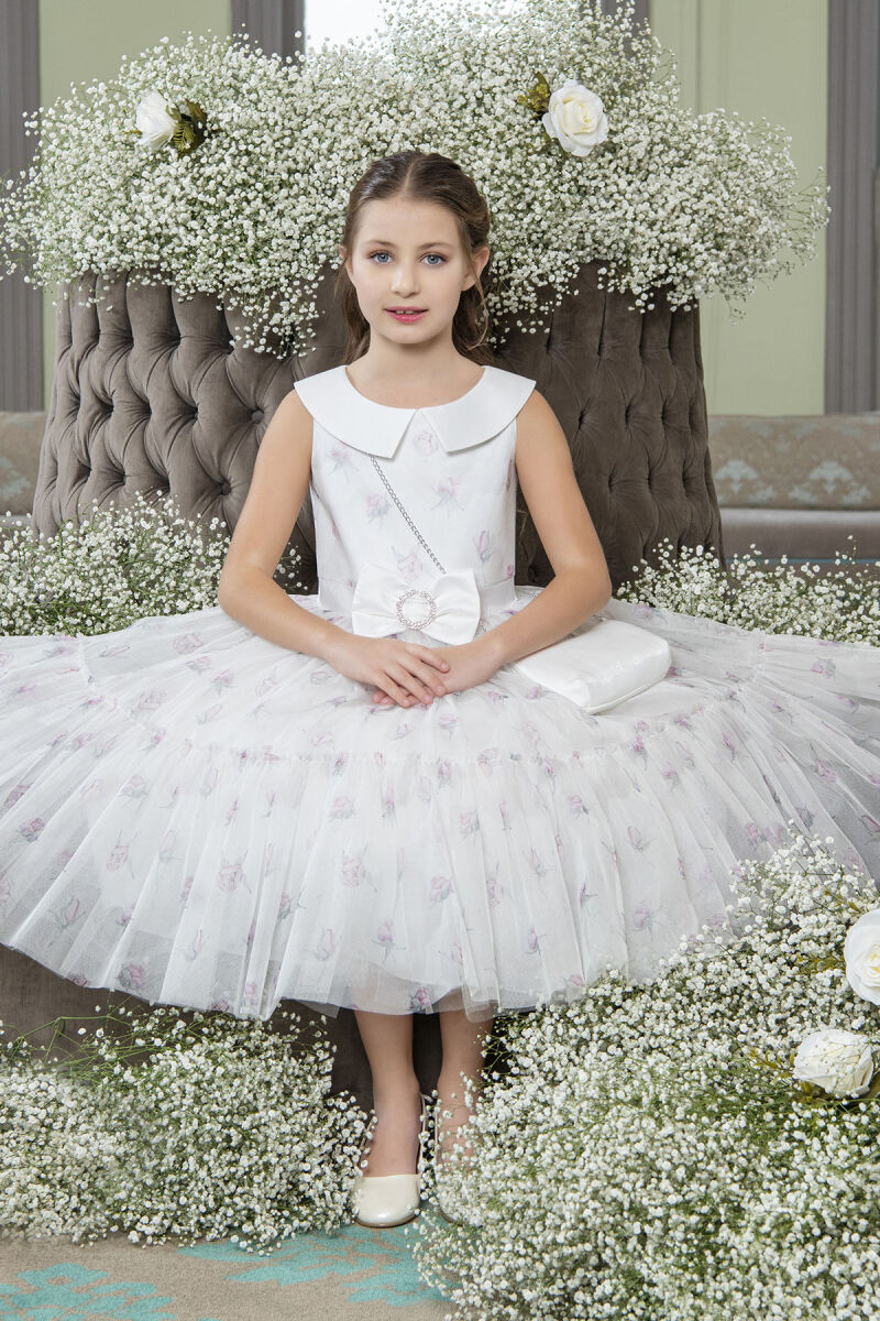 Powder Flowery dress for girls 8-12 AGE 33309PR - 8