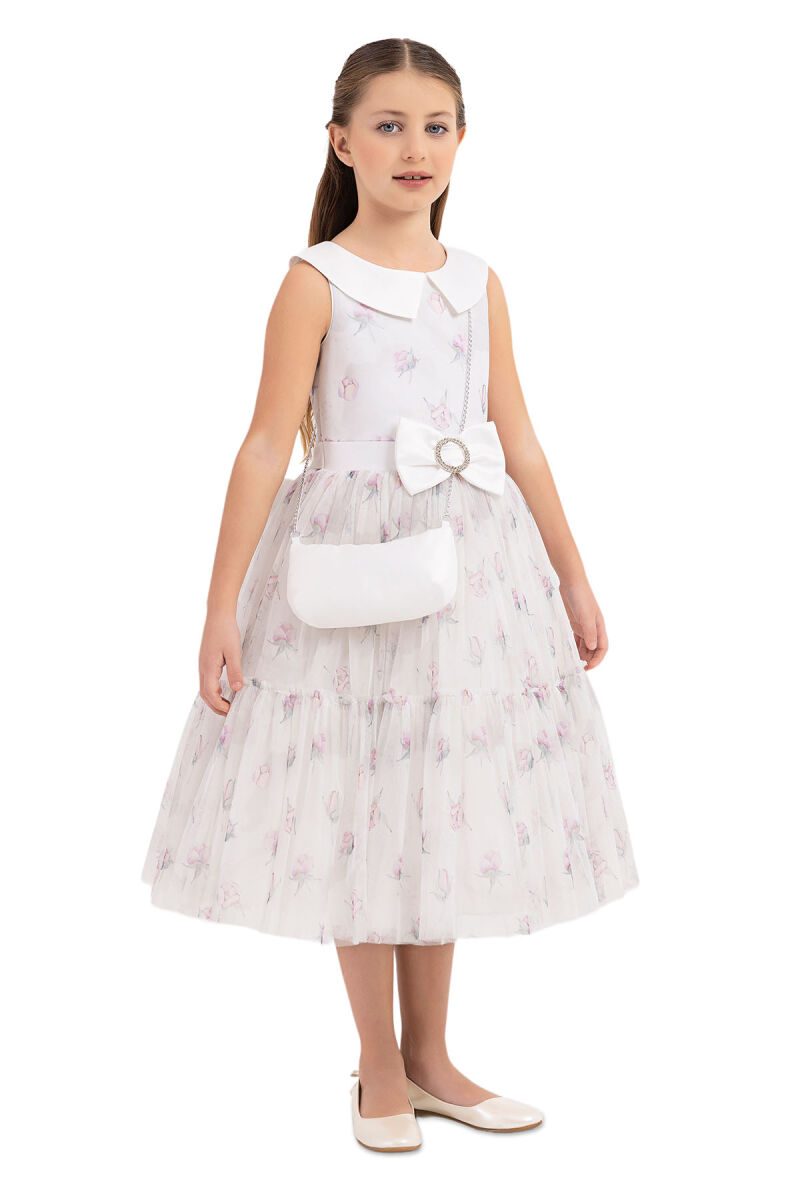 Powder Flowery dress for girls 8-12 AGE 33309PR - 10
