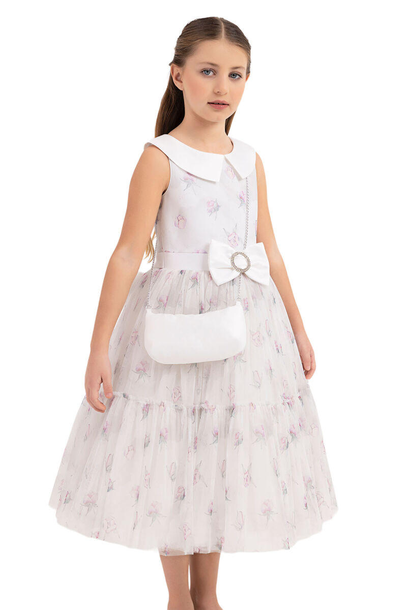 Powder Flowery dress for girls 8-12 AGE 33309PR - 11