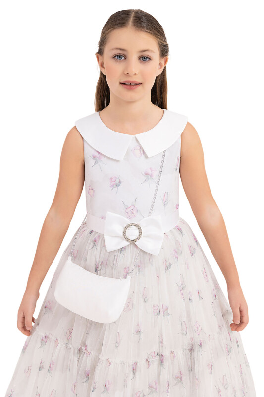 Powder Flowery dress for girls 8-12 AGE 33309PR - 12