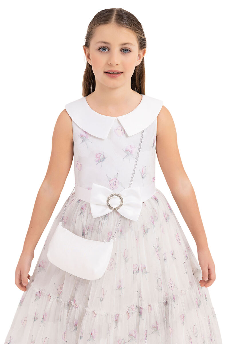 Powder Flowery dress for girls 8-12 AGE 33309PR - 12