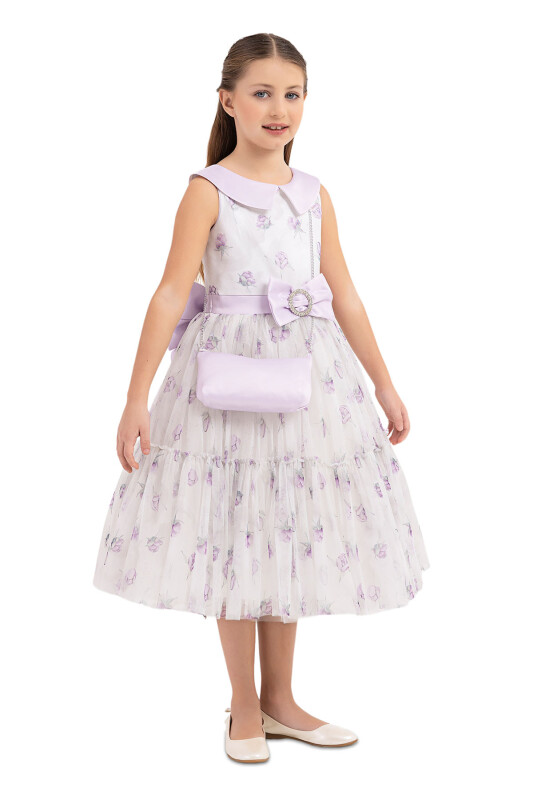 Lilac Flowery dress for girls 8-12 AGE 33309PR - 2