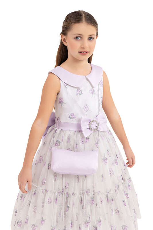 Lilac Flowery dress for girls 8-12 AGE 33309PR - 3