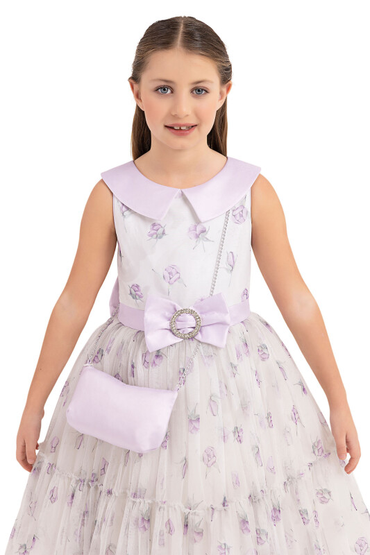 Lilac Flowery dress for girls 8-12 AGE 33309PR - 5