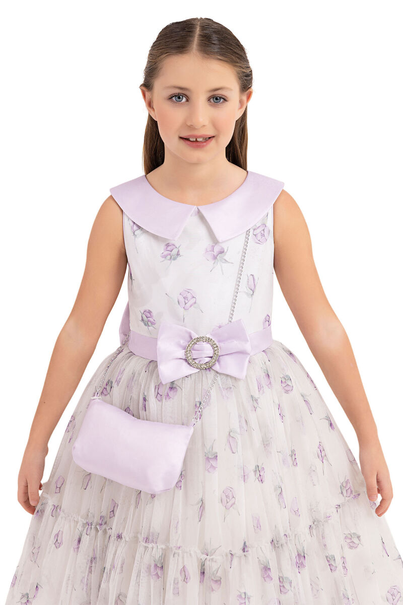 Lilac Flowery dress for girls 8-12 AGE 33309PR - 5