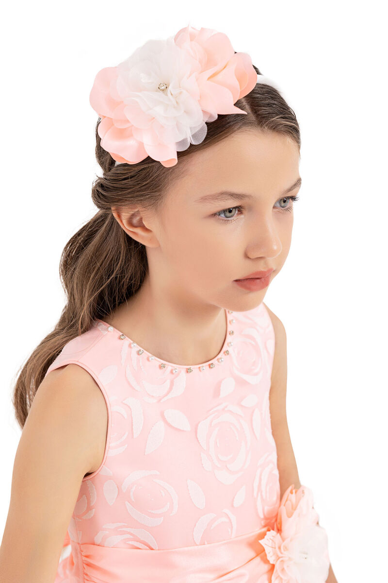Salmon Sleeveless cutting dress for girls 8-12 AGE 33220PR - 6