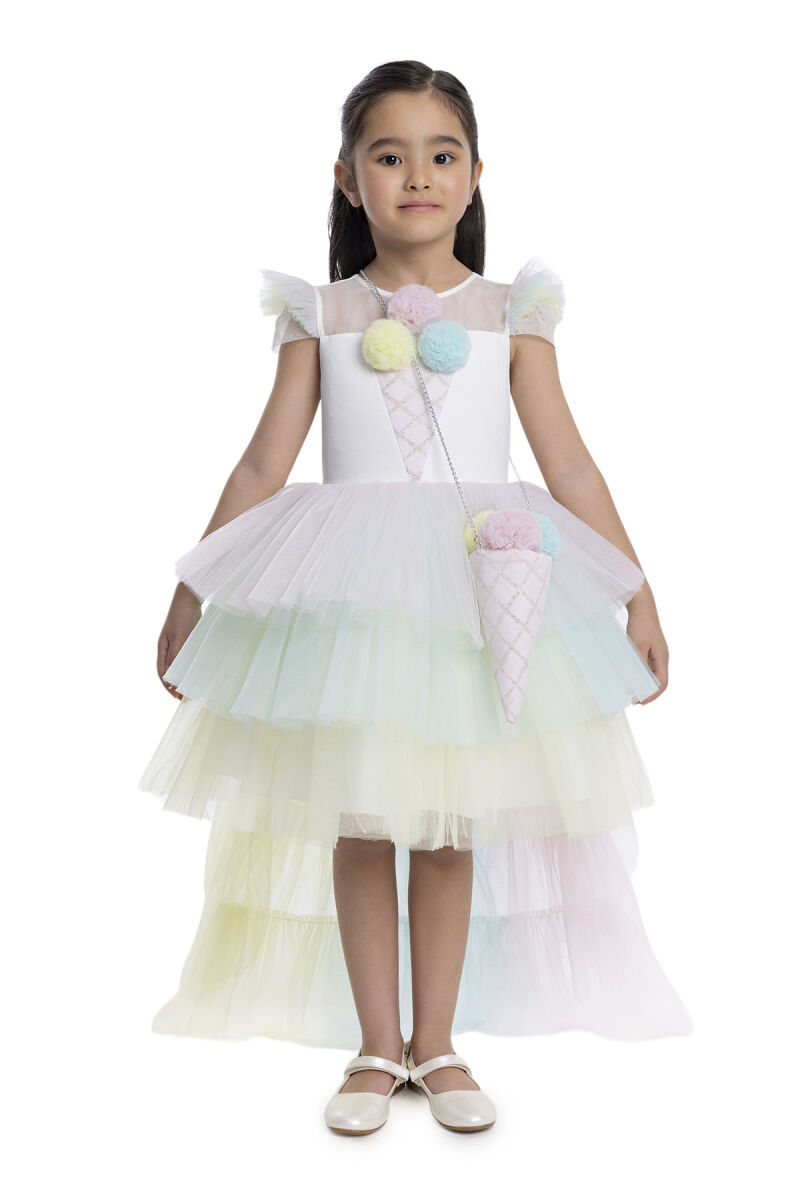 Rainbow Layered Skirted Girl's Dress 3-7 AGE 34022PR - 1