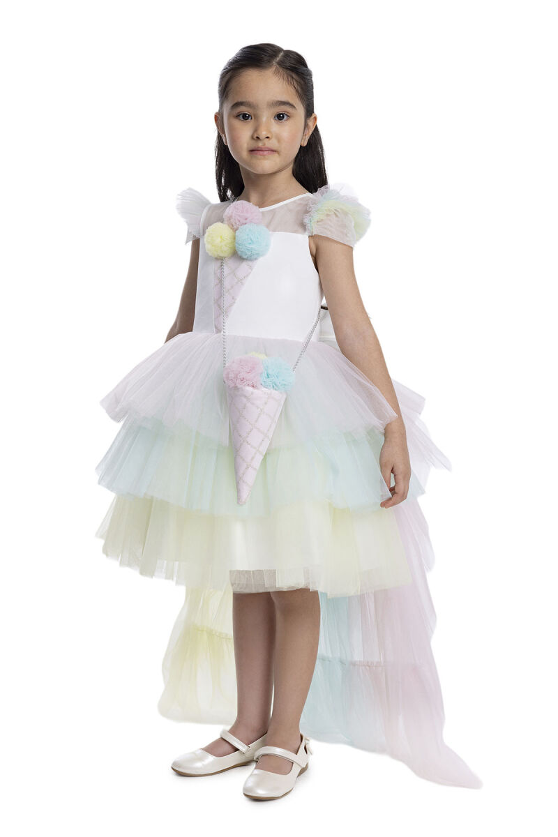 Rainbow Layered Skirted Girl's Dress 3-7 AGE 34022PR - 4