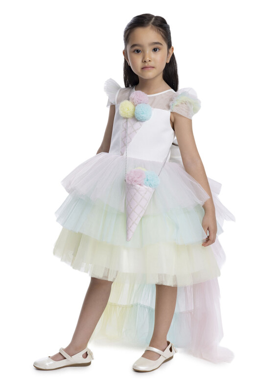 Rainbow Layered Skirted Girl's Dress 3-7 AGE 34022PR - 5