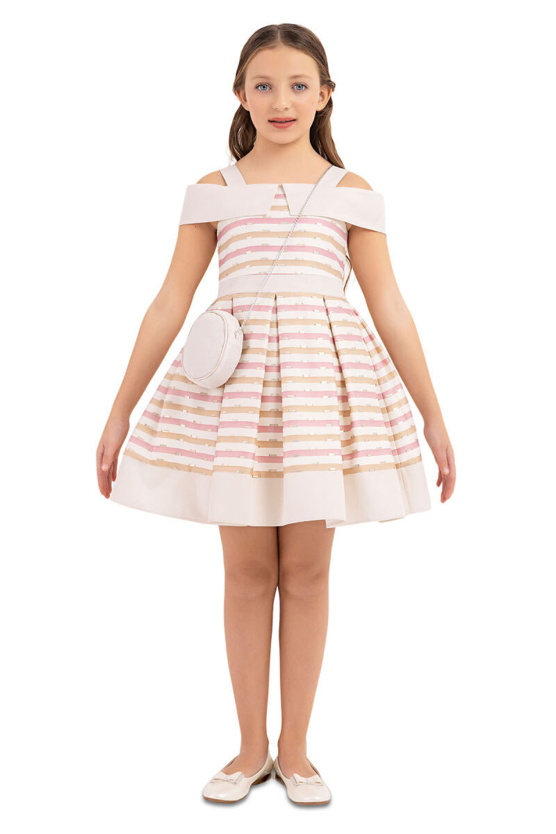 Beige Princess collar dress for girls 8-12 AGE 33304PR - 1