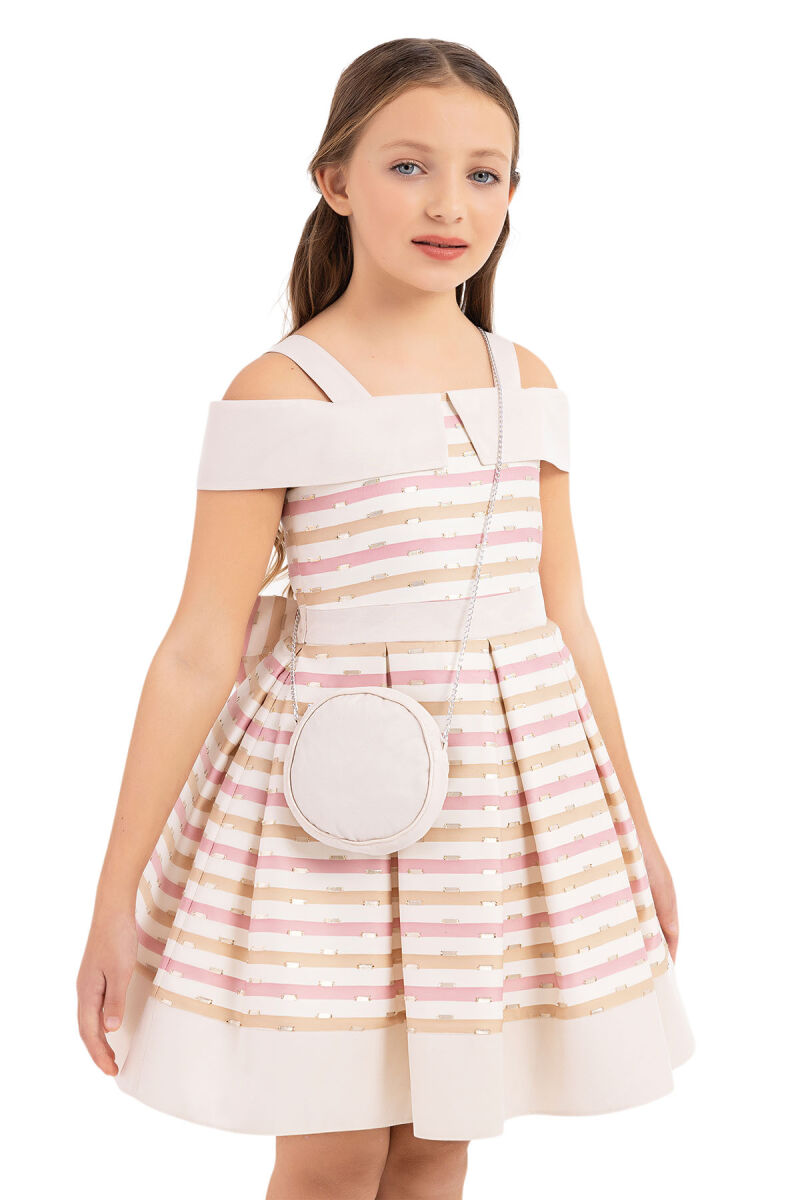 Beige Princess collar dress for girls 8-12 AGE 33304PR - 3