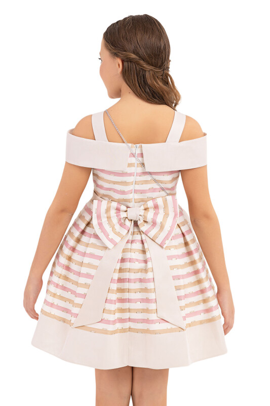 Beige Princess collar dress for girls 8-12 AGE 33304PR - 6