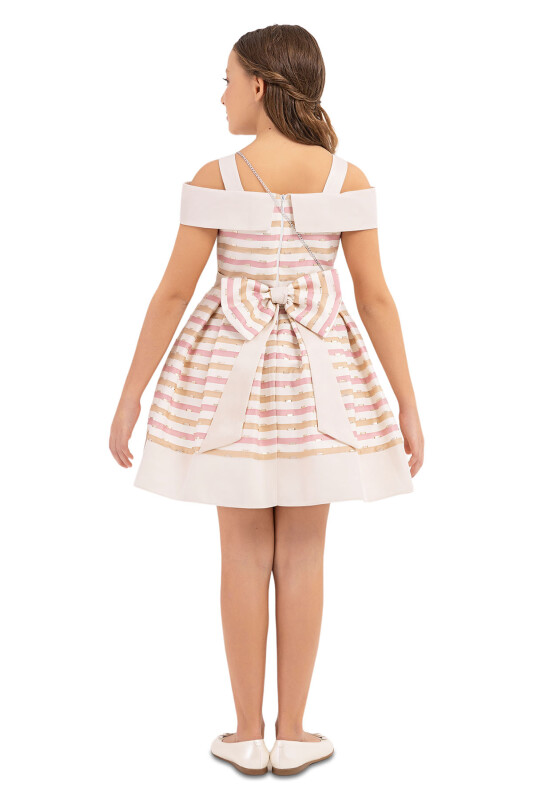 Beige Princess collar dress for girls 8-12 AGE 33304PR - 7