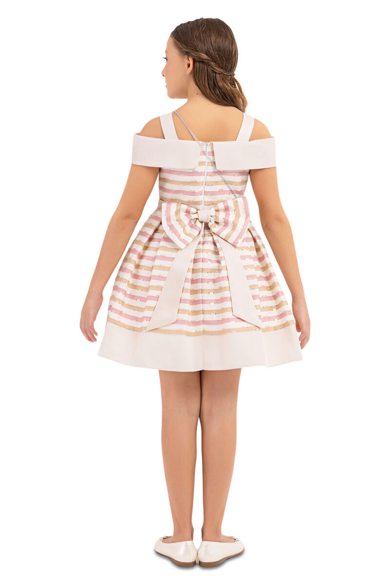 Beige Princess collar dress for girls 8-12 AGE 33304PR - 7