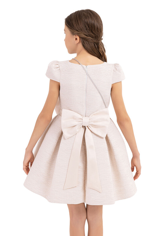 Beige Scallop collar dress for girls 8-12 AGE 33275PR - 6