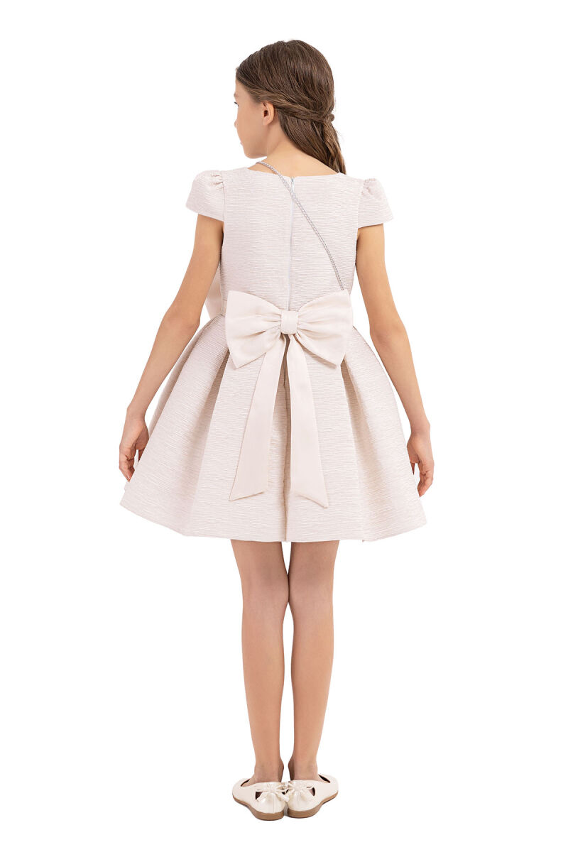 Beige Scallop collar dress for girls 8-12 AGE 33275PR - 7