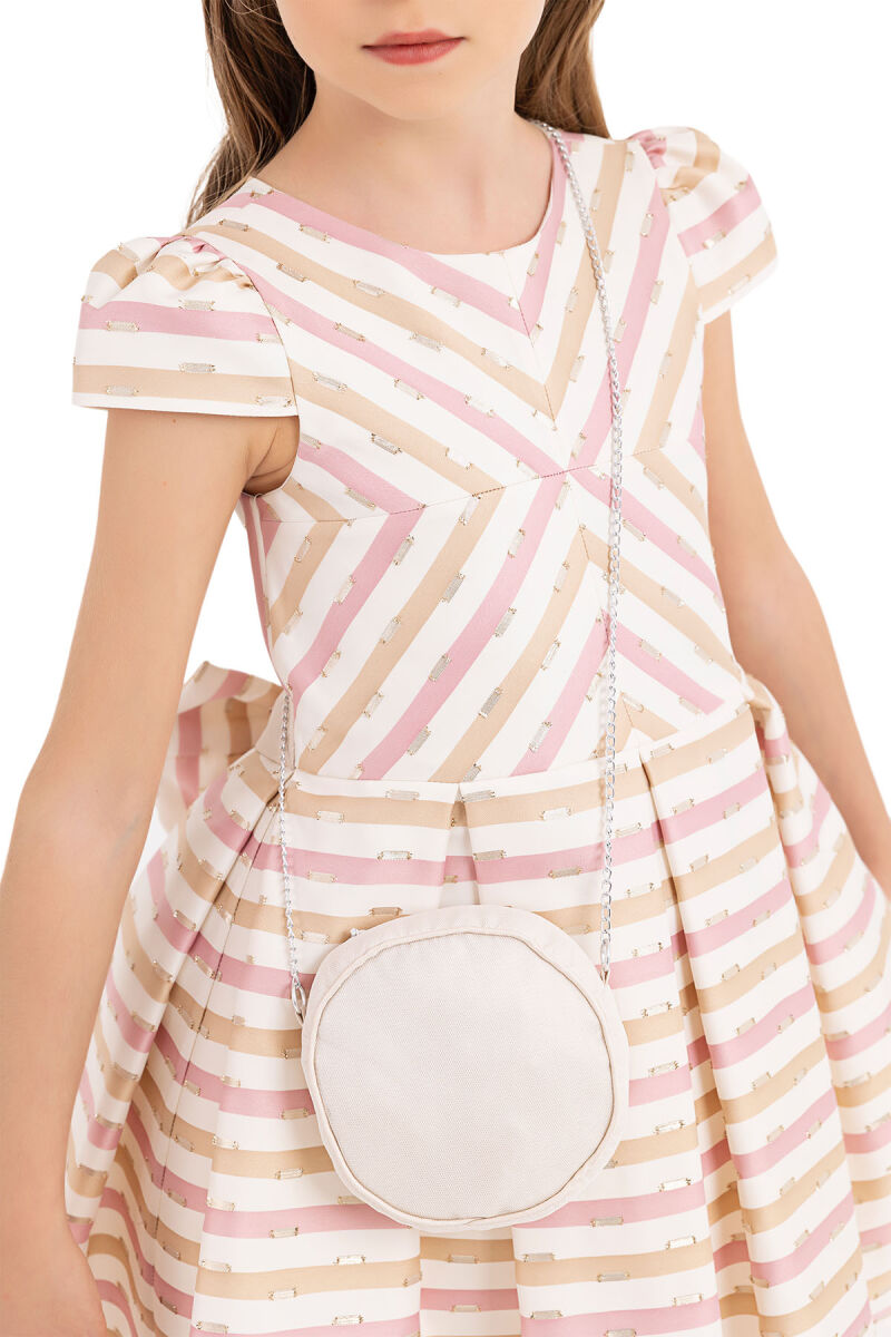 Beige Stripy dress for girls 4-8 AGE 33306PR - 4