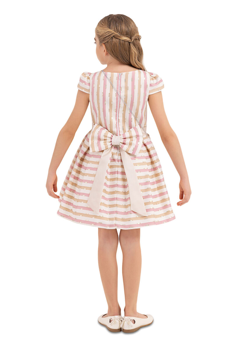 Beige Stripy dress for girls 4-8 AGE 33306PR - 7