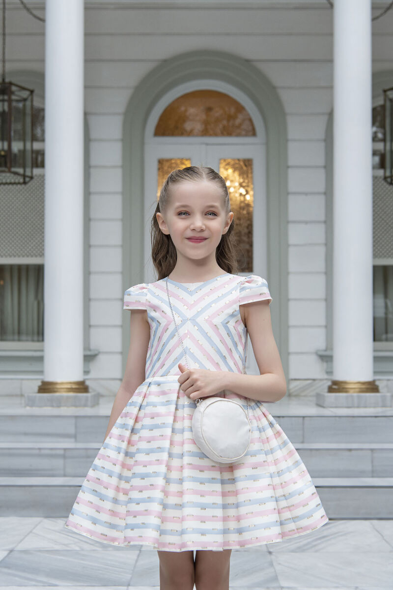 Pink Stripy dress for girls 4-8 AGE 33306PR - 1