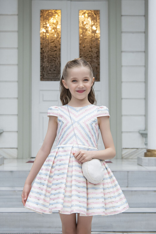 Pink Stripy dress for girls 4-8 AGE 33306PR - 2