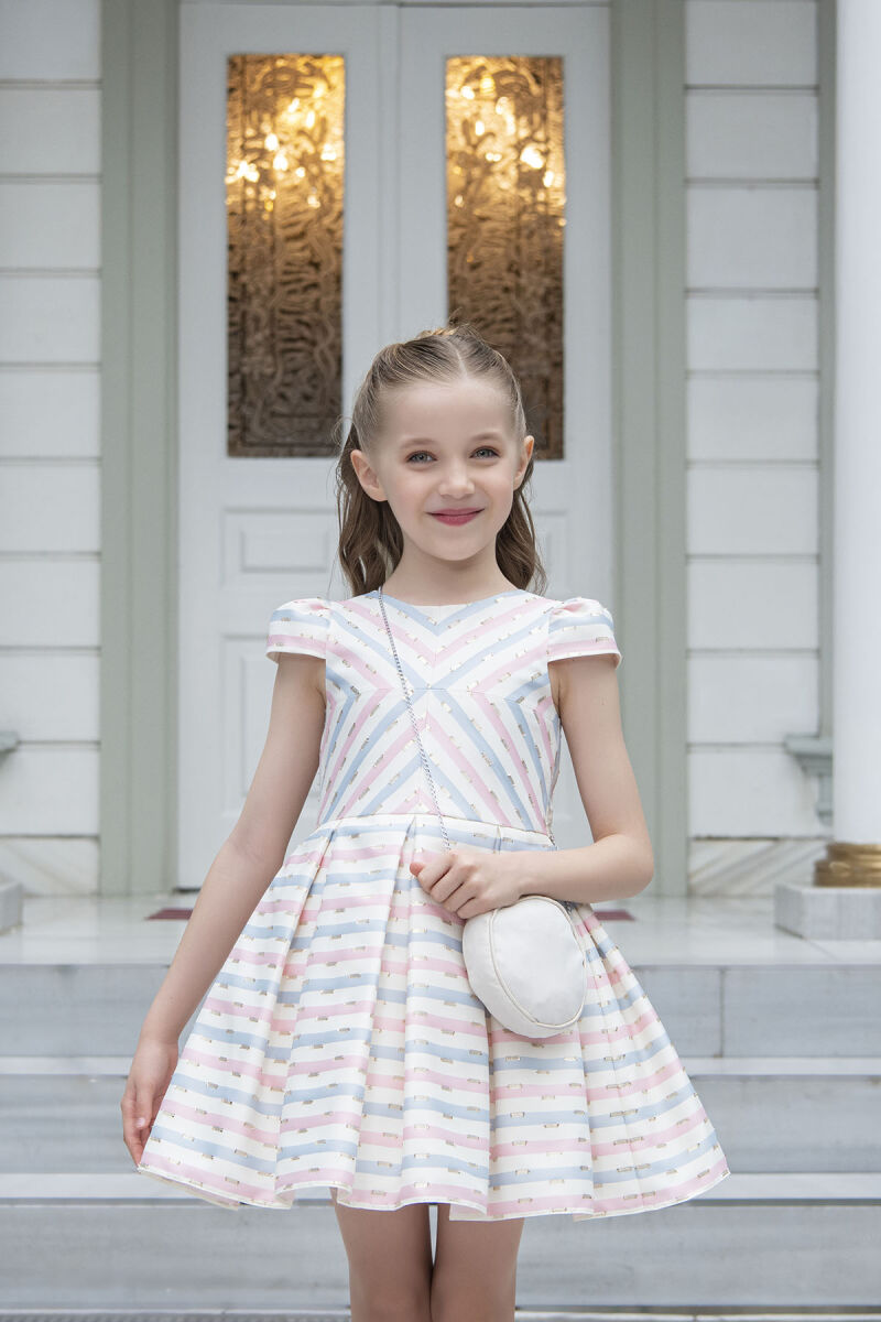 Pink Stripy dress for girls 4-8 AGE 33306PR - 2