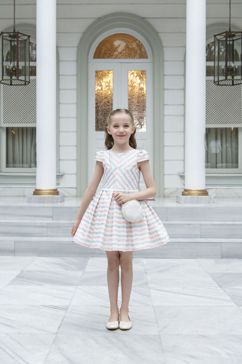 Pink Stripy dress for girls 4-8 AGE 33306PR - 3