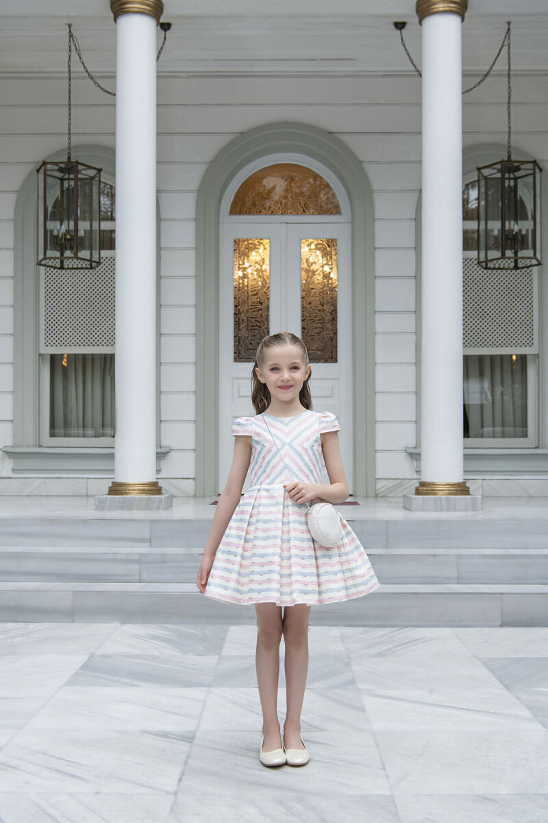 Pink Stripy dress for girls 4-8 AGE 33306PR - 4