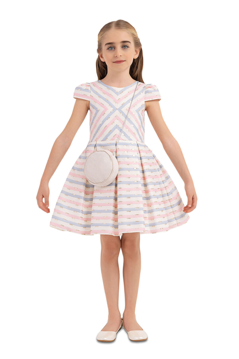 Pink Stripy dress for girls 4-8 AGE 33306PR - 5