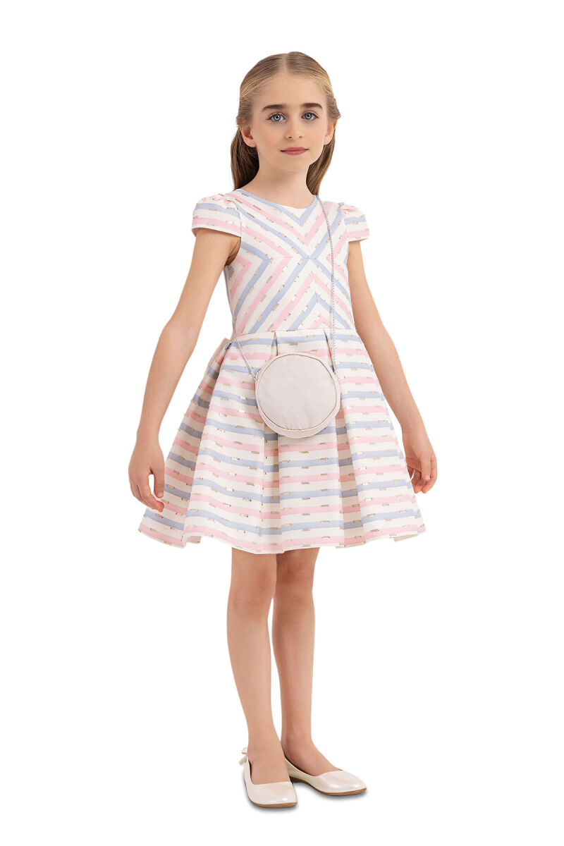 Pink Stripy dress for girls 4-8 AGE 33306PR - 6
