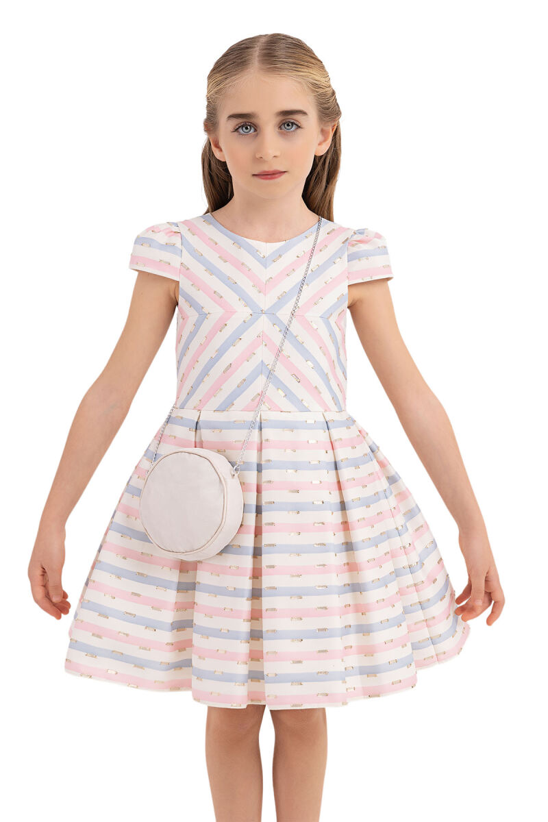 Pink Stripy dress for girls 4-8 AGE 33306PR - 9