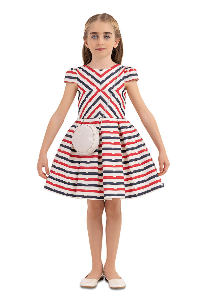 Navy Stripy dress for girls 4-8 AGE 33306PR - 1
