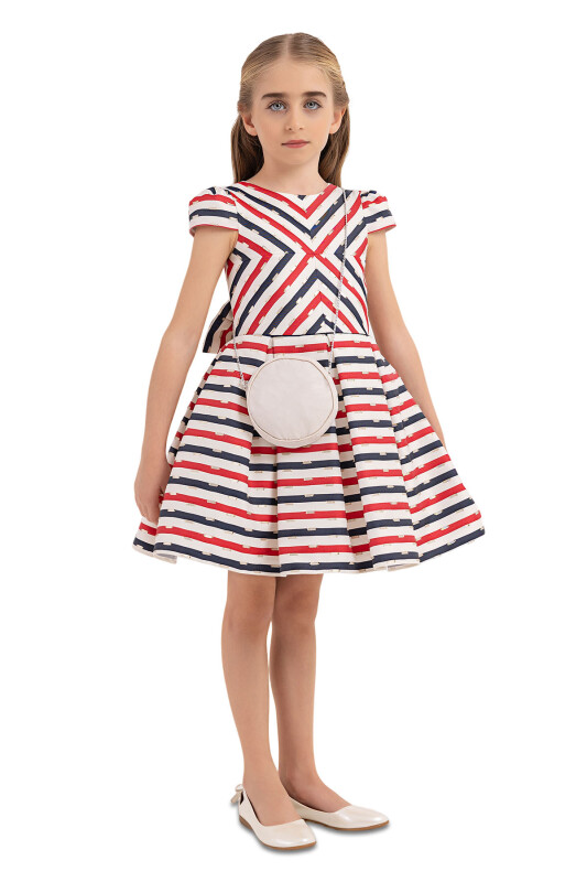 Navy Stripy dress for girls 4-8 AGE 33306PR - 2