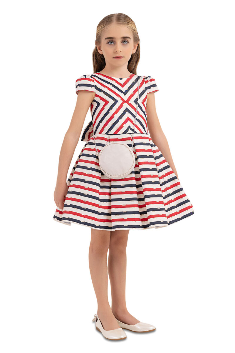 Navy Stripy dress for girls 4-8 AGE 33306PR - 2