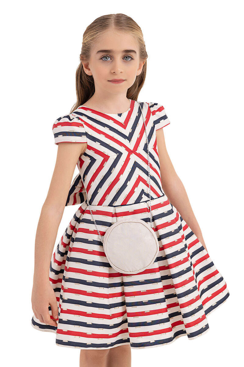Navy Stripy dress for girls 4-8 AGE 33306PR - 3