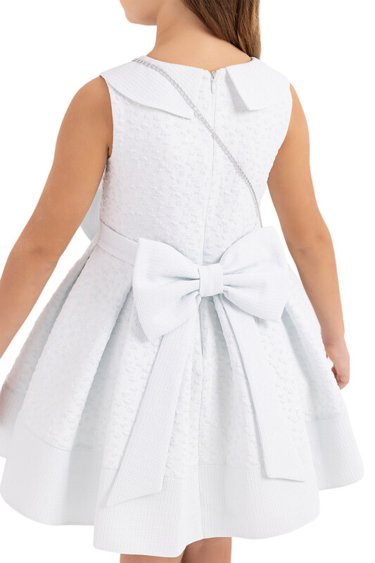 Blue Scarf-collared dress for girls 4-8 AGE 33317PR - 6