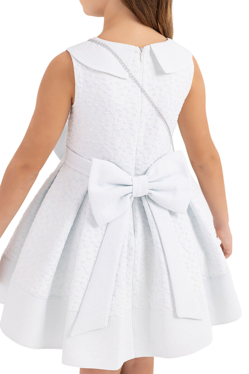 Blue Scarf-collared dress for girls 4-8 AGE 33317PR - 6