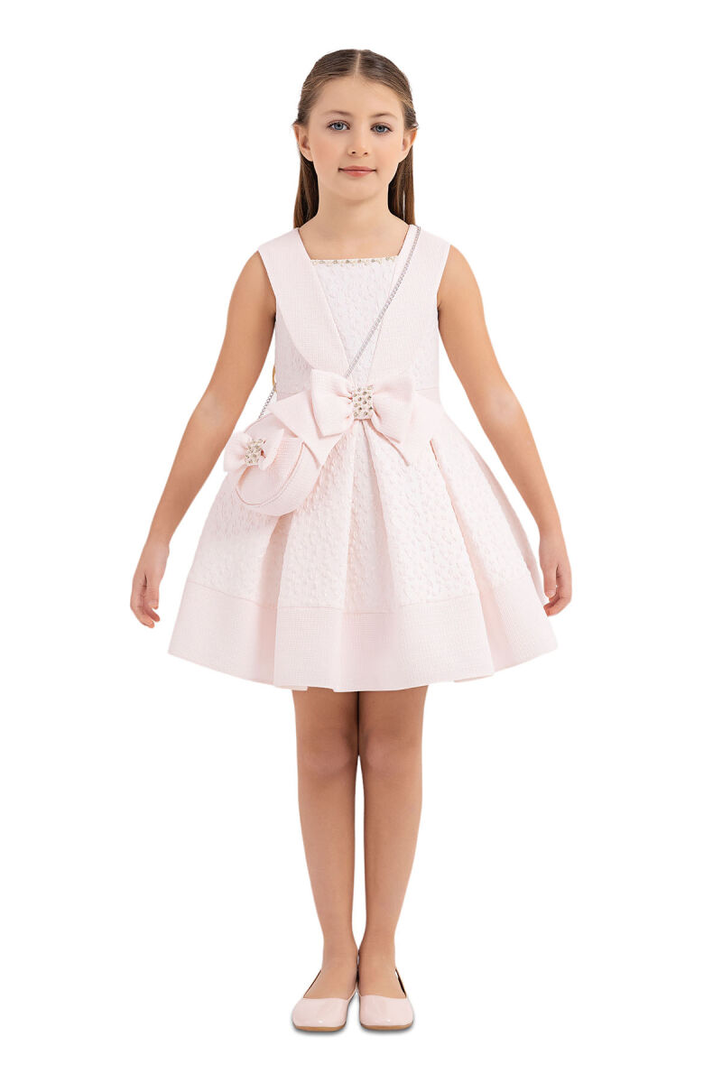 Powder Scarf-collared dress for girls 4-8 AGE 33317PR - 3