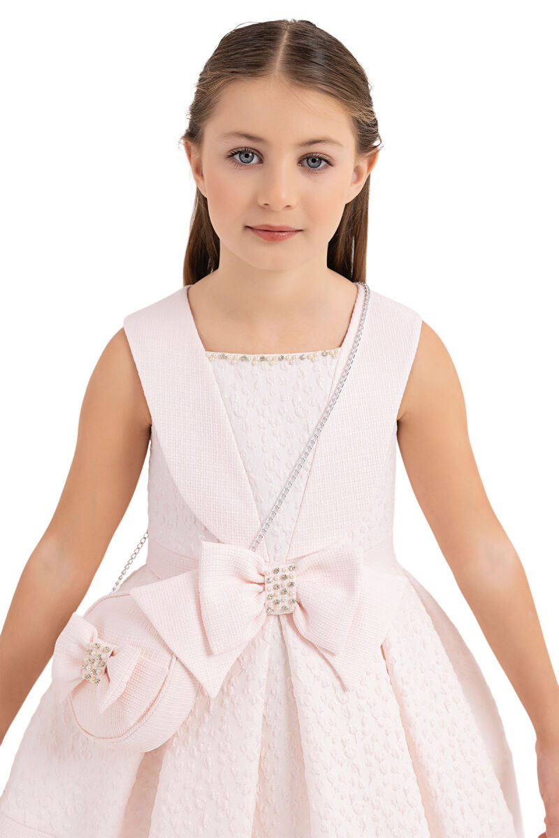 Powder Scarf-collared dress for girls 4-8 AGE 33317PR - 7