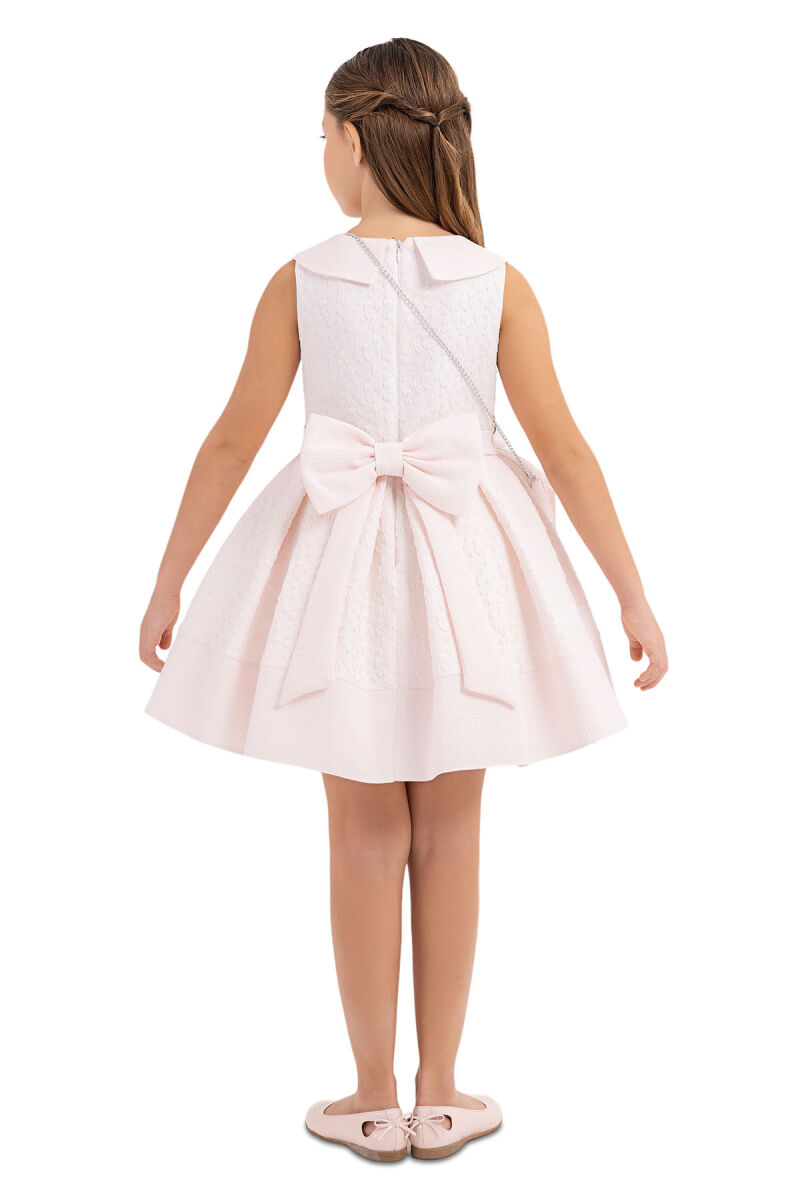 Powder Scarf-collared dress for girls 4-8 AGE 33317PR - 8
