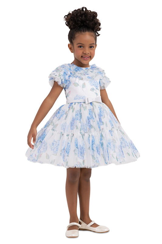 Blue Ruffled dress for girls 2-6 AGE 33298PR - 2